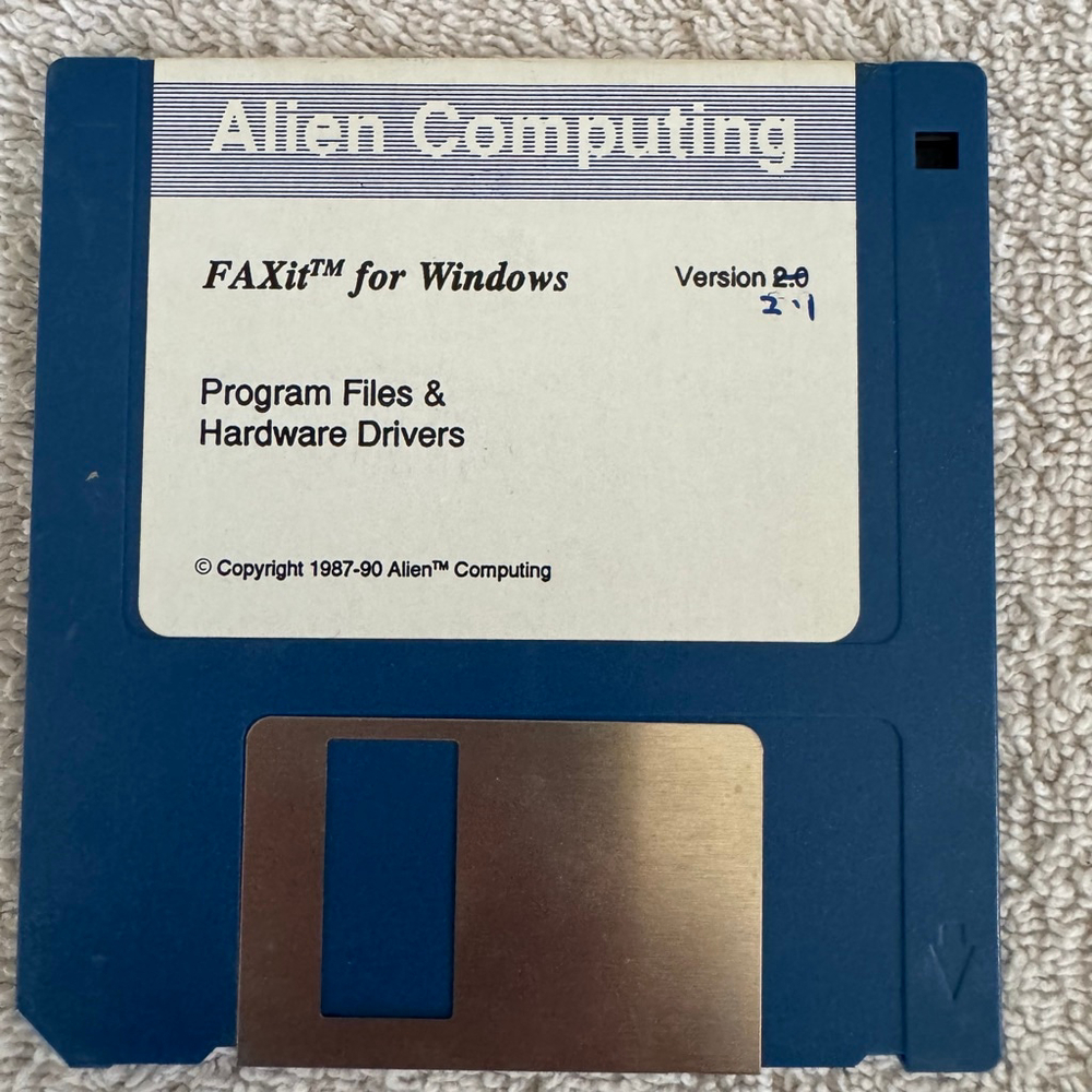 Alien Computing FAXit for Windows 3.5” Floppy Disk Version 2.1 Rare Untested 199